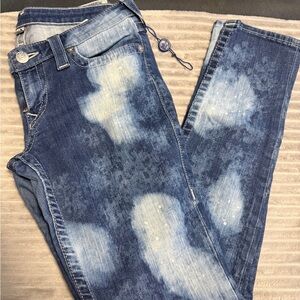 True Religion Blue Acid Wash Skinny Jeans